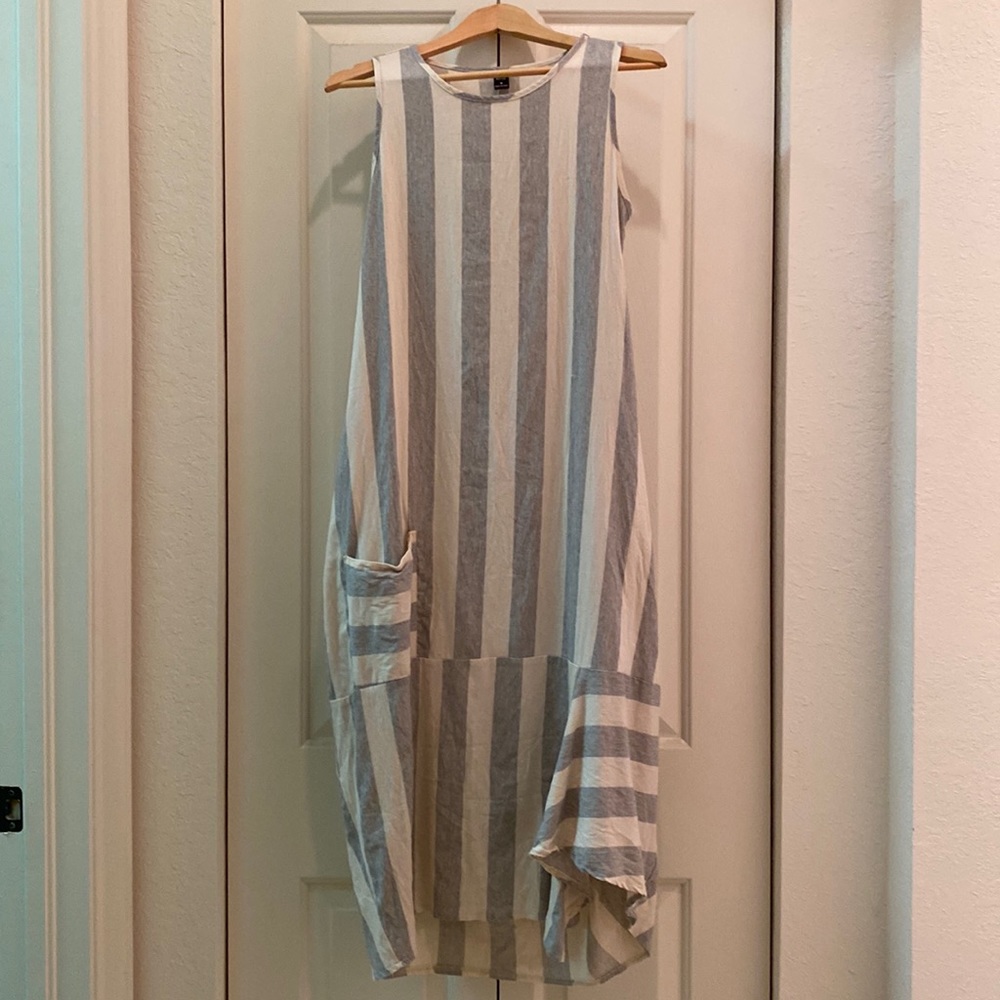 Grey and Cream Lagenlook SHEIN Dress